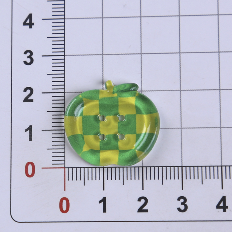 봄과 여름 새로운 스타일 투명 인쇄 사과 단추 액세서리 DIY 의류 단추 구멍 신발 장식 휴대 전화 케이스 액세서리