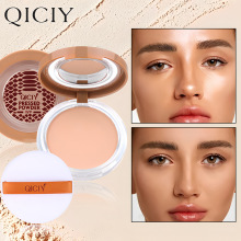 【跨境专供】QICIY+6色粉饼哑光持久控油遮瑕蜜粉防水定妆粉