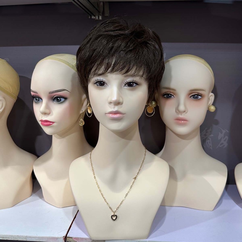 国内假发店展示橱窗道具模特头  假头模特道具 亚洲仿真头模批发|undefined