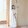 砂洗新款宽松亚麻阔腿裤