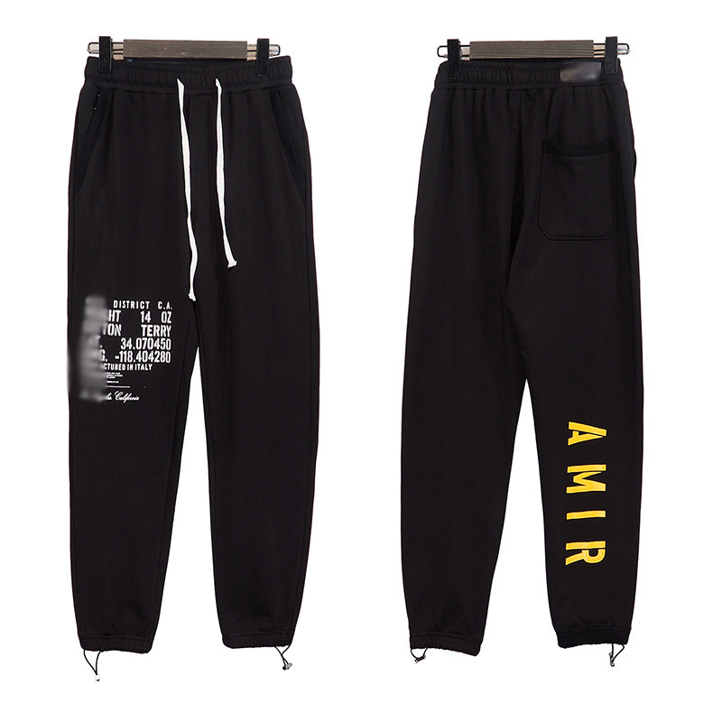 AMIRI 22SS Autumn and Winter New Style Fried Street Poster Letter Pattern Drawstring Heavy Tray Casual Loose Men's Trousers