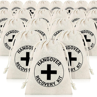 2025Hangoverkit Bags Cross Cotton Bag Hangover Kit Bachelorette Party Drawstring Cotton Bag