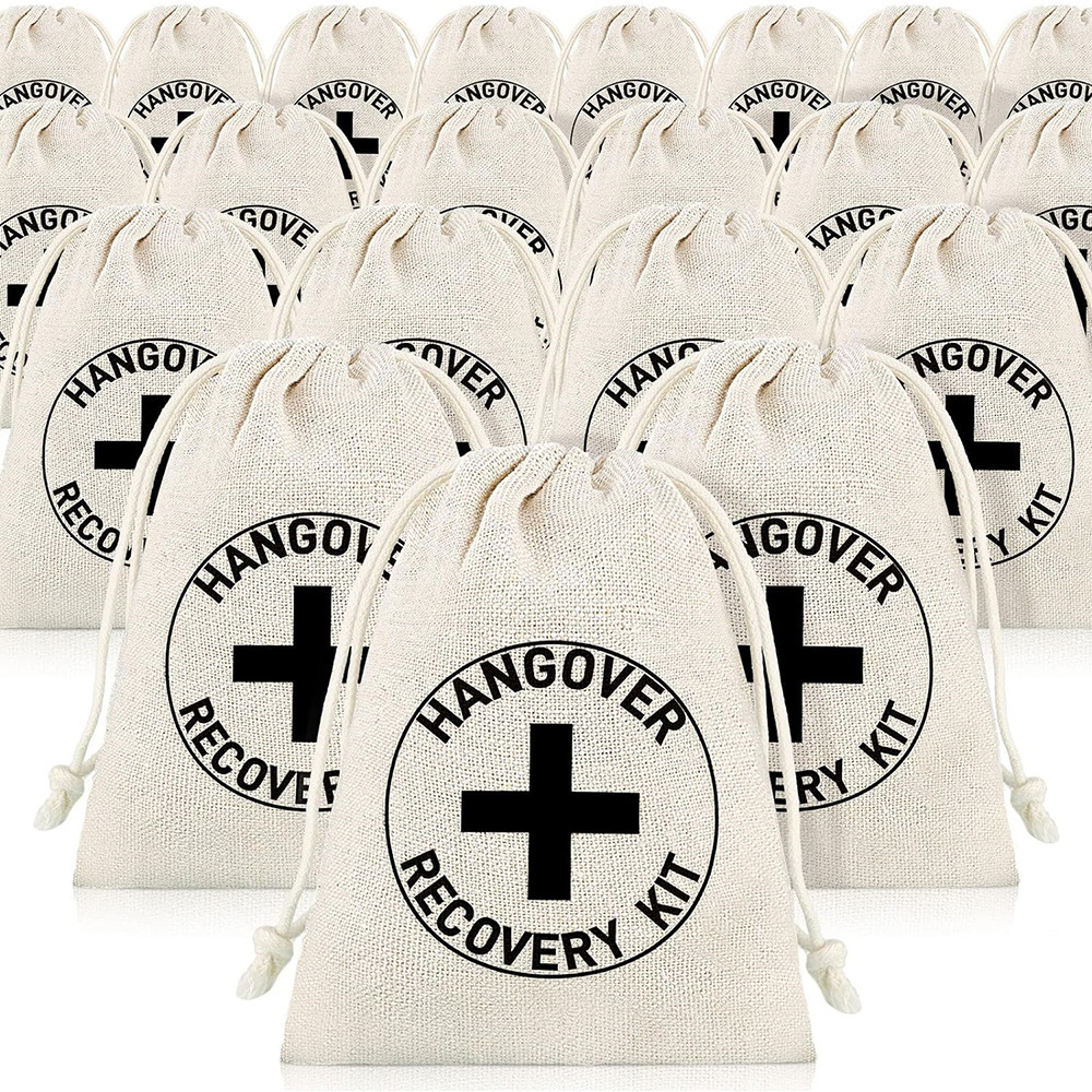 2025HangoverKit Bags十字架棉布袋宿醉工具包单身派对抽绳棉布袋