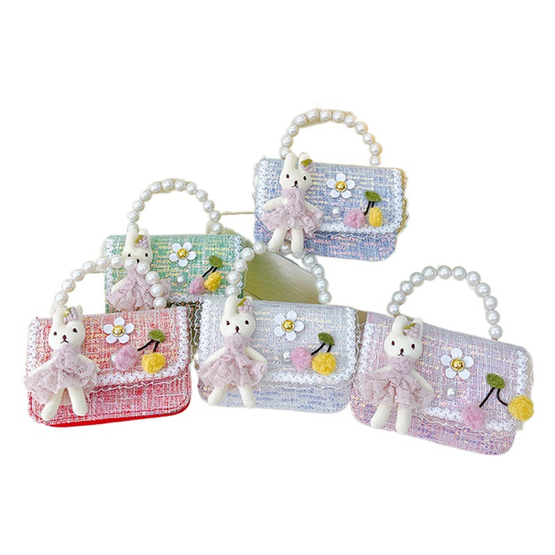 Bolso de La Perla de los niños 2023 nuevo lentejuelas pequeño bolso cuadrado moda lindo niñas bolsa decorativa bandolera