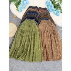 秋冬季浪漫韩系复古磨毛碎花半身裙氛围感百搭通勤中长款裙子女