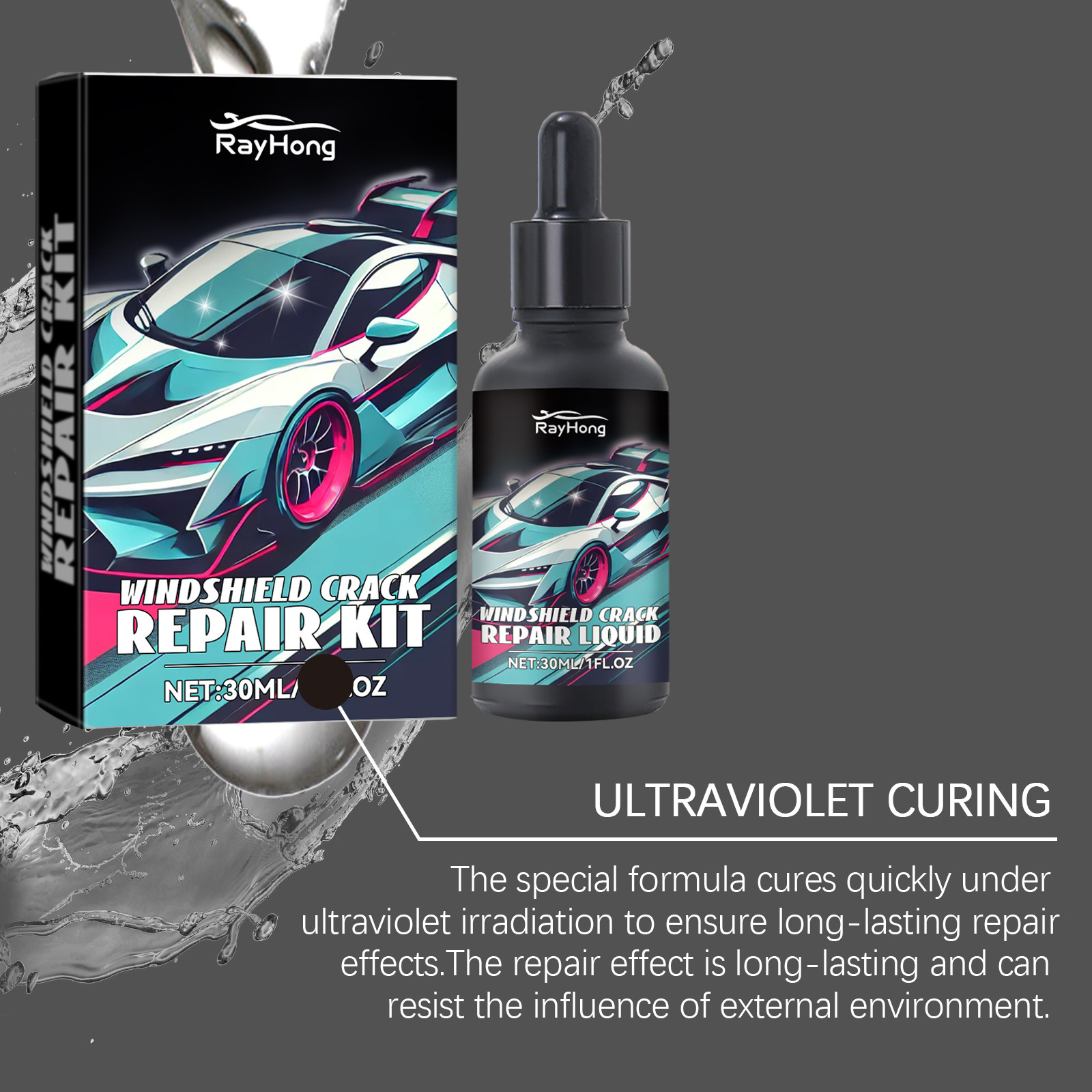 Rayhong Car Windshield Repair Liquid Set for Cracks in Front Windshield