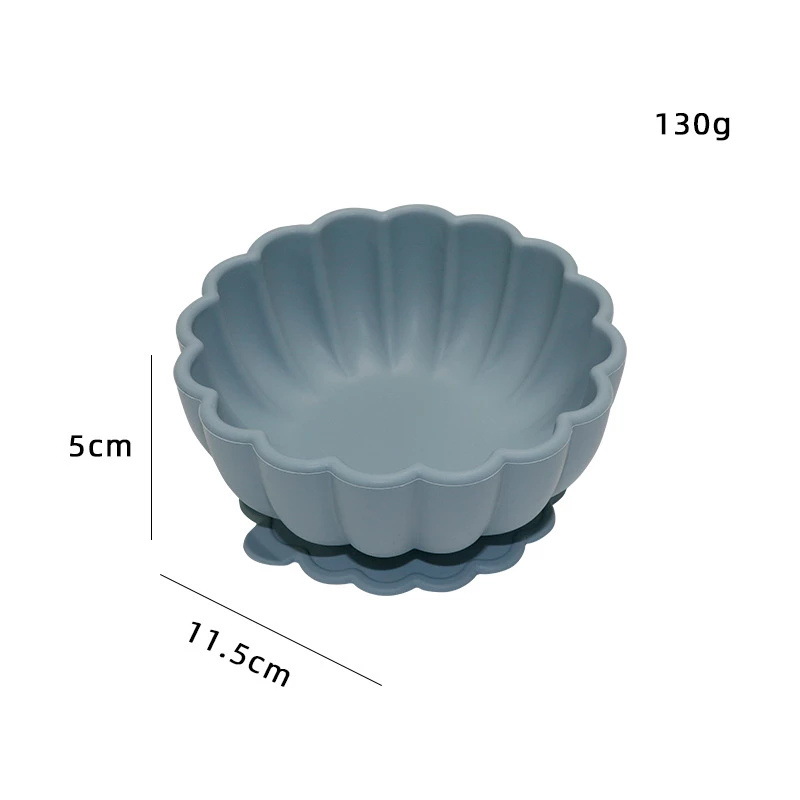 Cuenco de suplemento alimenticio de silicona cuenco de calabaza cuchara de silicona redondo para niños vajilla de entrenamiento de alimentación resistente a las caídas cuenco de silicona para niños
