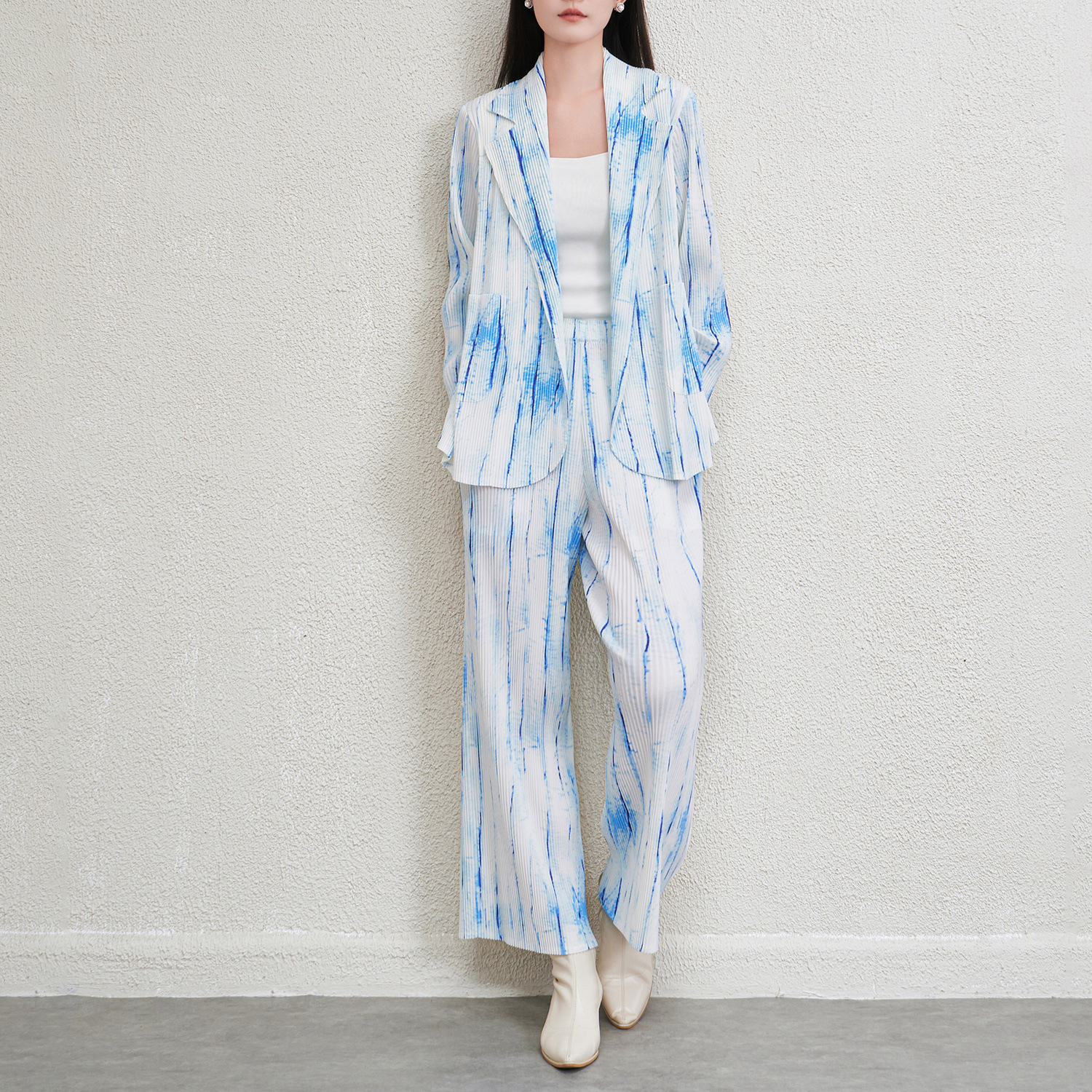 GraceChic, completo da donna di alta moda per pendolari, elegante, spesso, resistente, a righe leggere, in due pezzi_voghion.com