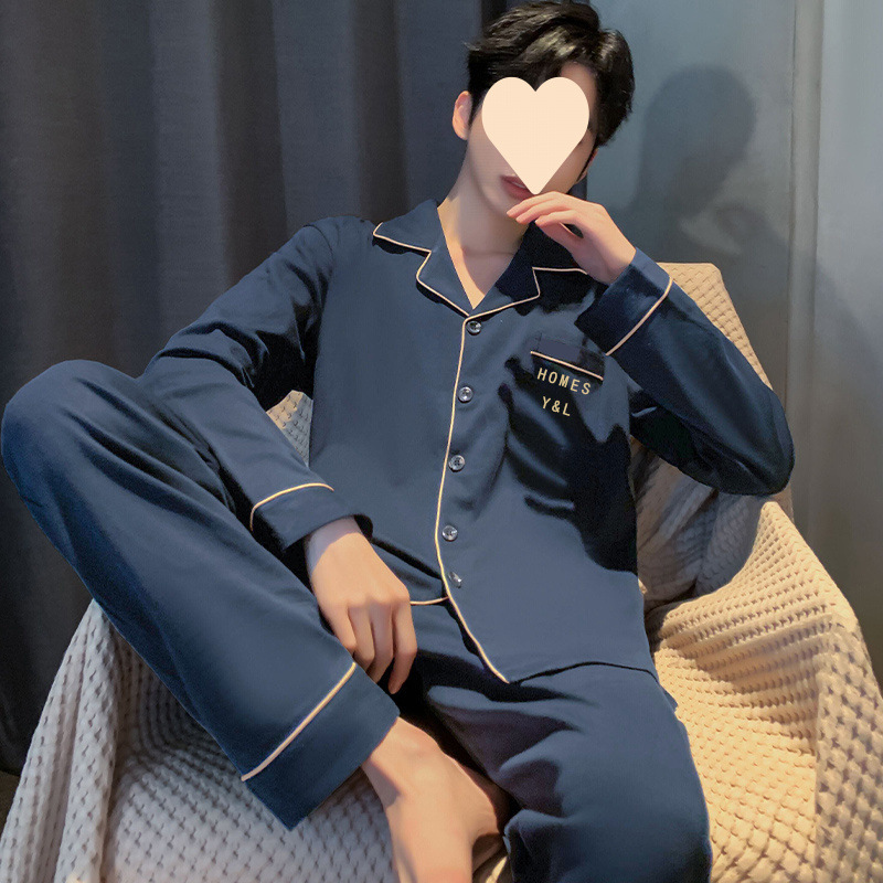 남성 잠옷 신작 가을 긴팔 정장 봄, 가을 대형 새 스타일은 핫 스타일 하이 엔드 캐주얼 홈웨어 외부에 착용 가능