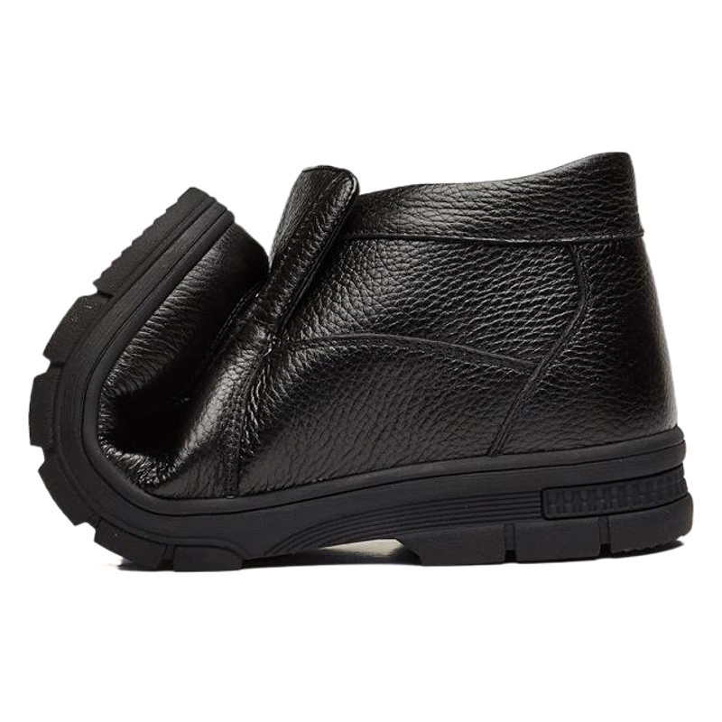 Мужские хлопчатобумажные кожаные туфли, хлопчатобумажная обувь, мужская обувь, зимняя теплая зимняя обувь из натуральной кожи на флисовой подкладке, зимние высокие кеды для пап среднего и пожилого возраста и пожилых людей.