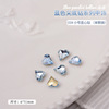 Blue crystal for manicure, diamond, accessory heart-shaped with rhinestones