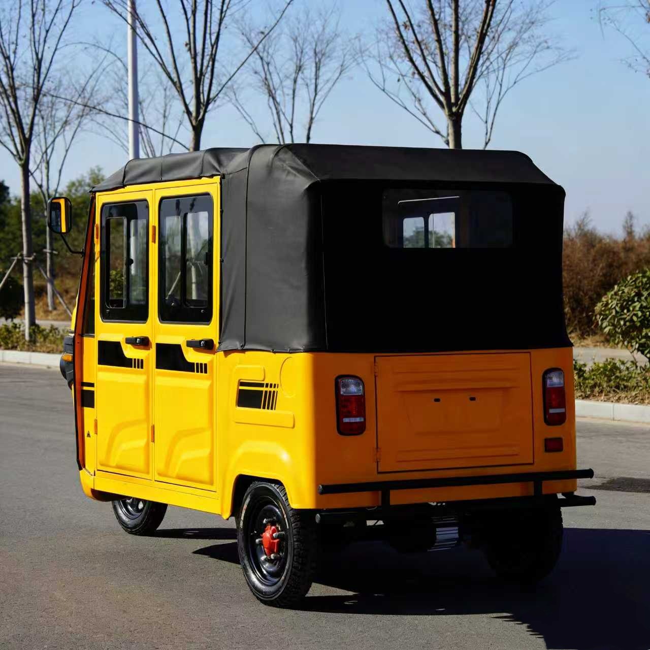Fully enclosed fuel-powered passenger tricycle, used for urban transportation in Southeast Asia, cross-border export, yellow