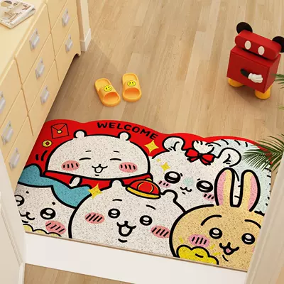to Care For, Foyer Mat, Avtomobil döşəmə paspasları - red-ji-yi-wo-tuan-tuan-4060cm-silk-circle-floor-mat