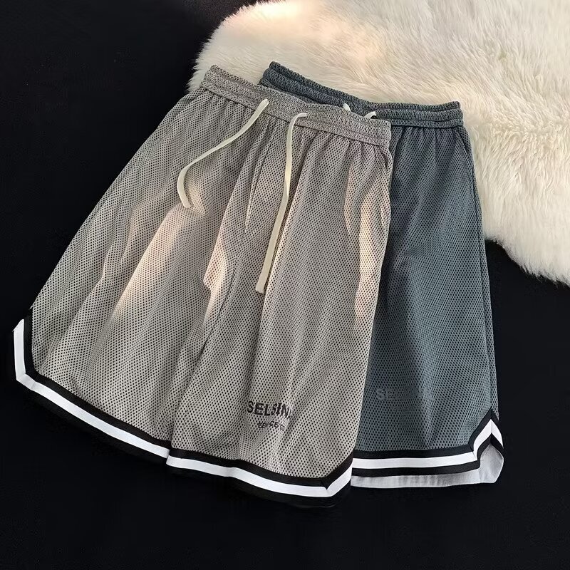 Summer Ice Silk Basketball Shorts Men's Pants Mesh Breathable Thin Sports Pants Large Size American Casual Pants Summer Ice Silk Basketball Shorts Men's Pants Mesh Breathable Thin Sports Pants Large Size American Casual Pants