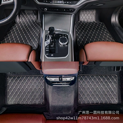 Cross-Border Supply of Car Wholesale Floor Mats for All Seasons, Waterproof Car Floor Mats, Ready-Made Universal Floor Mats and Pads (Universal Foot Pad) - black-white-line