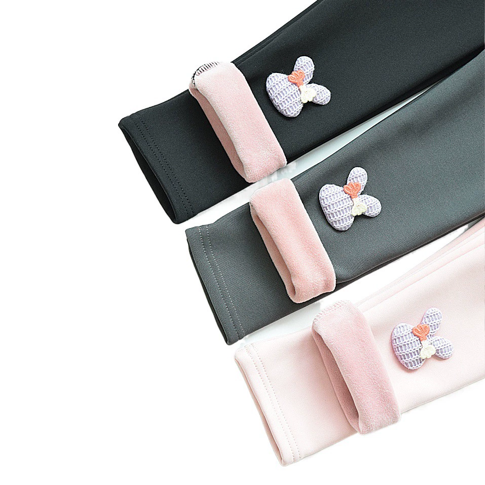 Леггинсы для девочек, утепленная осенне-зимняя верхняя одежда на флисовой подкладке, Детские Зимние теплые хлопковые штаны, детские цельные бархатные штаны до щиколотки