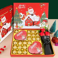 Рождественская шоколадная упаковочная коробка конфеты подарочная коробка бесплатно складная небесная крышка жесткая коробка рождественские украшения с мешками в наличии