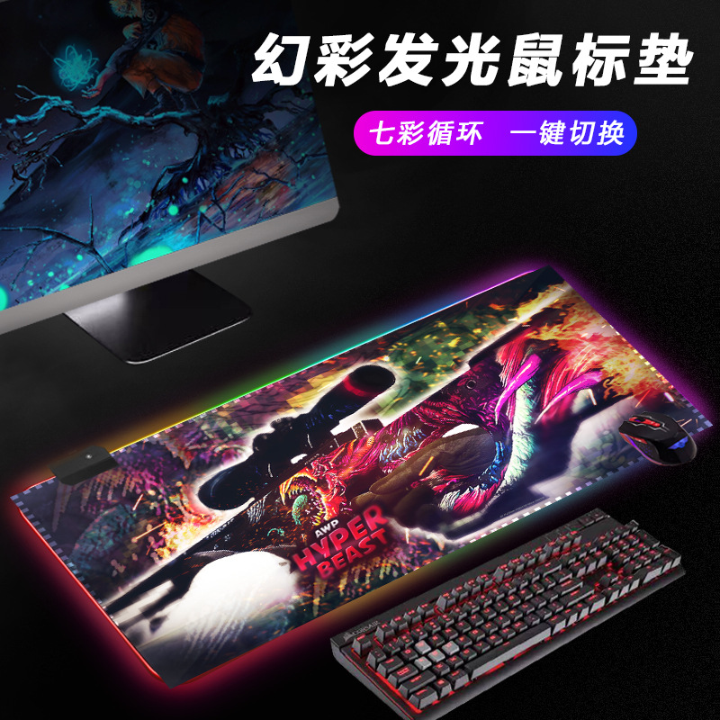 CSGO luminoso RGB mouse pad juego de impresión conjunto dos Simov negro Phantom e-sports Teclado de gran tamaño