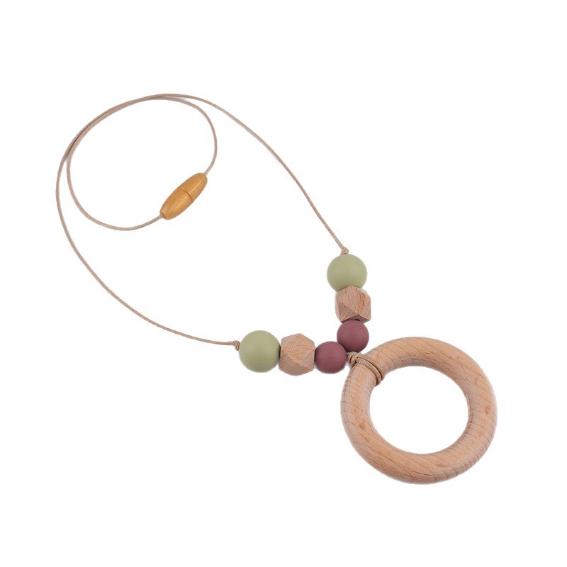 Anillo de haya collar de lactancia de silicona bebé molar collar de madre collar de mordedor