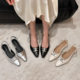 317-1 Metal Buckle Pointed Low Heeled Shoes New Spring Fashion Shallow Mouth Empty Shoes Commuter Flat Shoes