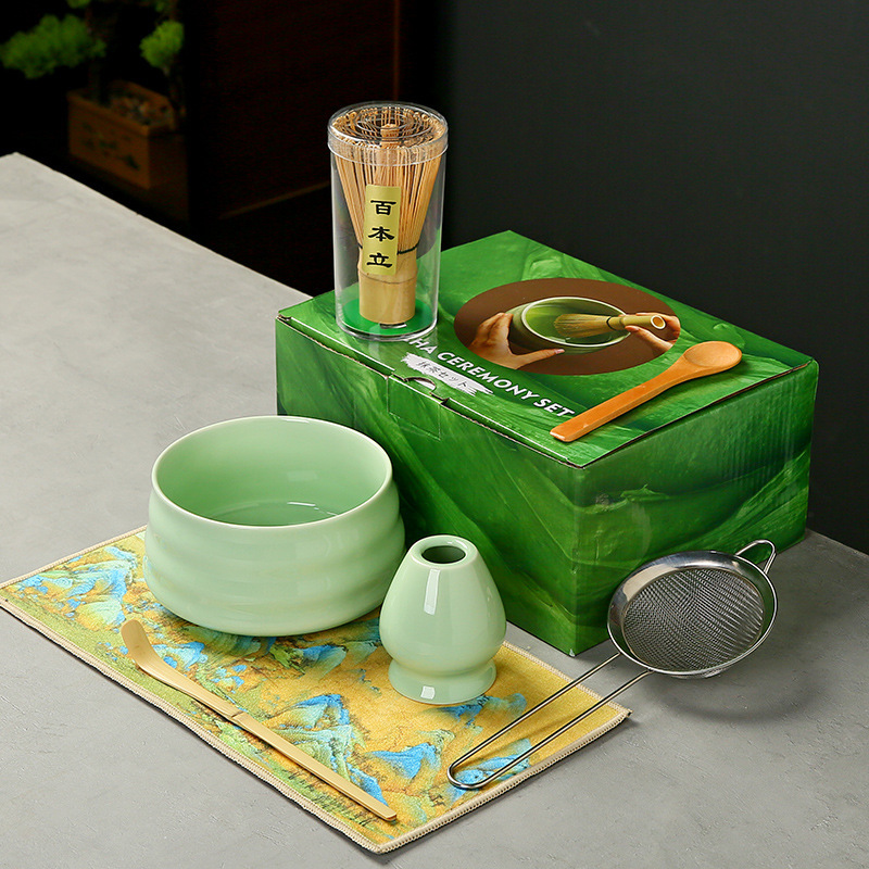 抹茶茶碗日本式抹茶宋代点茶道具陶磁器茶碗カップミキサー抹茶ブラシ茶コップセット|undefined