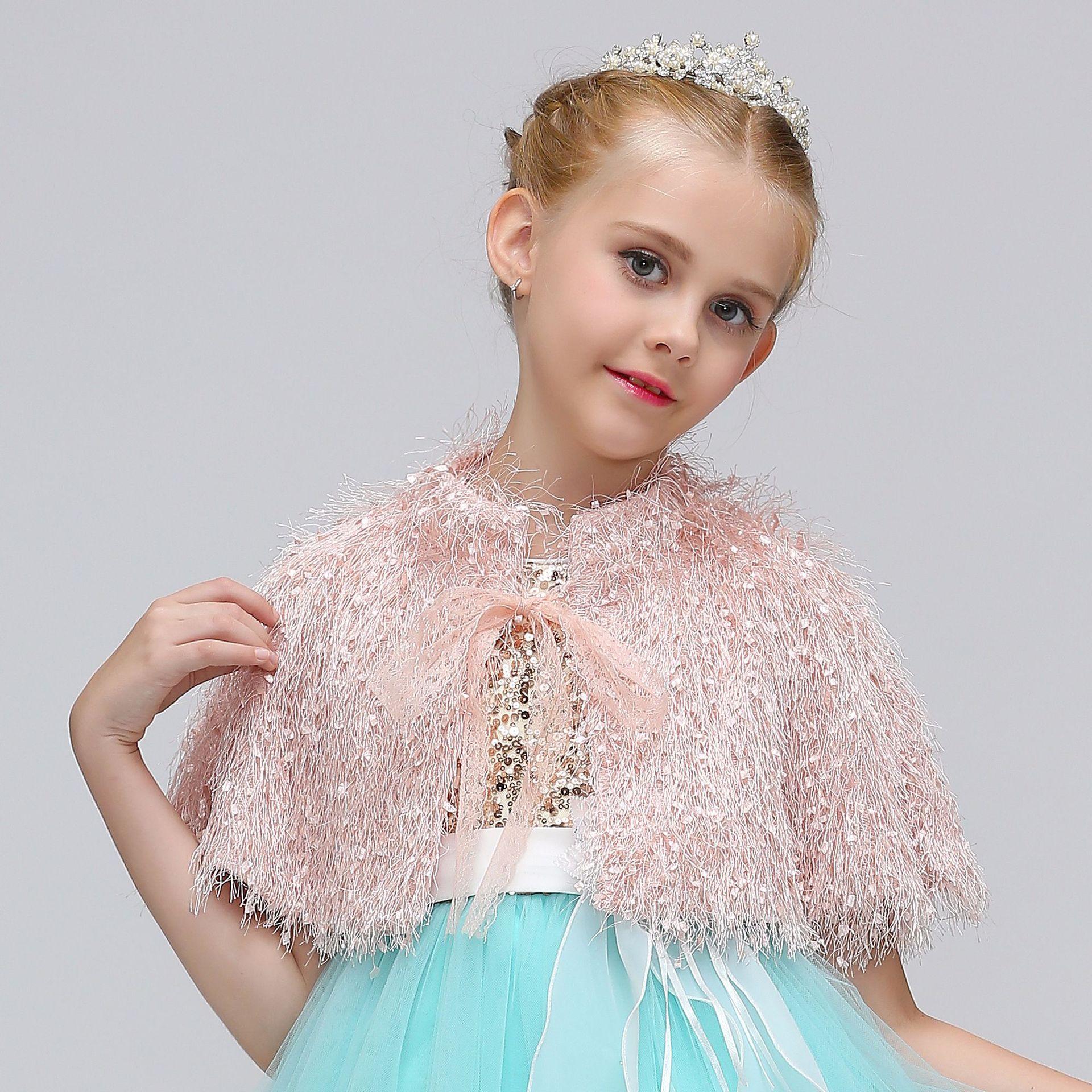 Cruz-frontera princesa europeo y americano Comercio exterior vestido accesorios niños niña flor peludo capa cabo pequeño chal