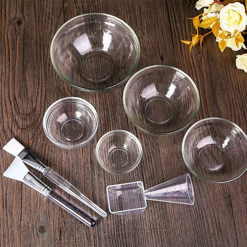 Salón de belleza tazón de aceite esencial tazón de vidrio transparente tazón pequeño tazón de máscara de espesamiento salón de belleza tazón de mezcla de película herramientas de suministros de spa
