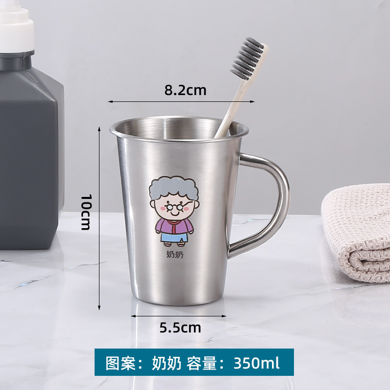 304 acero inoxidable familia taza de enjuague infantil taza de enjuague taza de cepillo de dientes con mango taza de agua potable