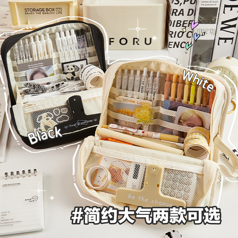 Simple de gran capacidad lienzo lápiz caja secundaria chica papelería Escuela Primaria estudiante creativo papelería bolsa 2024 nuevo