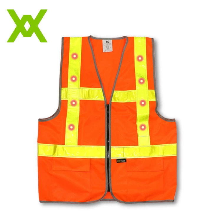 Красный свет Светодиодная Лампа безопасности одежда серебристо-белая Светоотражающая полоса из ПВХ жилет может мигать медленно мигать и другие мигающие эффекты