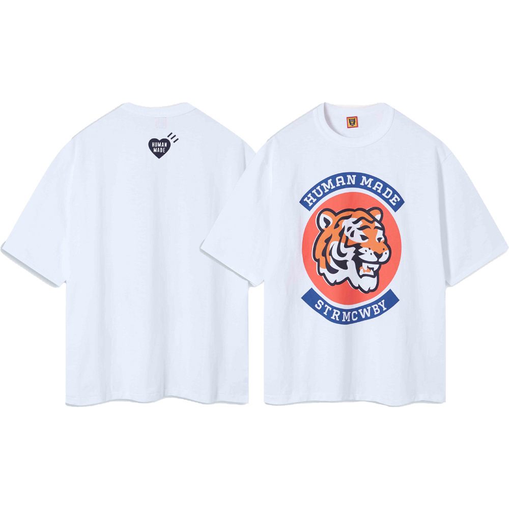 Marca de moda japonesa de bambú pesado algodón suelto pareja de hombre y mujer cilindro camiseta de manga corta media manga TEE