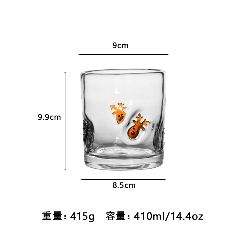 中古人工开口贴片水晶玻璃杯樱桃草莓压花贴片装饰饮品咖啡杯|undefined