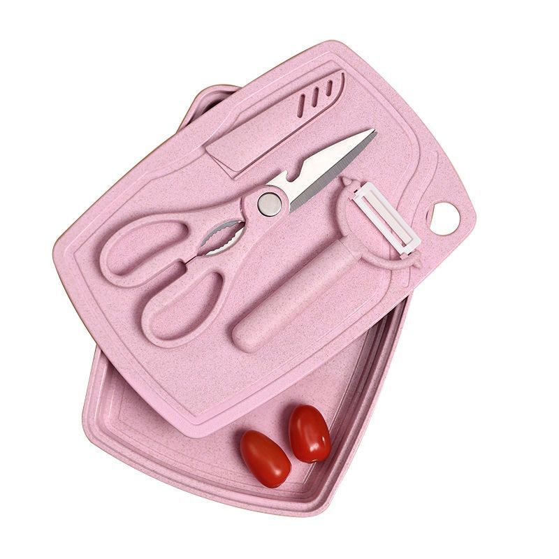 Cuchillo de corte de vegetales para bebés, set de cinco piezas, tablero de escritorio doméstico, cuchillo de frutas para niños, dormitorio, tablero de corte de paja