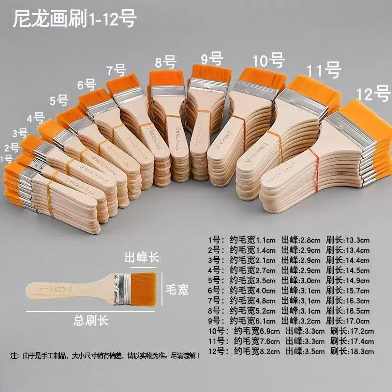 绘画笔刷尼龙画笔板刷毛刷儿童画刷排笔颜料刷美术水粉水彩油画刷