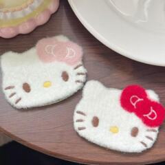 かわいい蝶結びの子猫、シームレスな前髪ステッカー、ベルクロヘアアクセサリー、女の子の額のサイドの髪の毛ステッカー、整理整頓用品