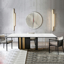 北欧岩板餐桌椅组合意式轻奢长方形现代简约岩板餐桌家用小户型