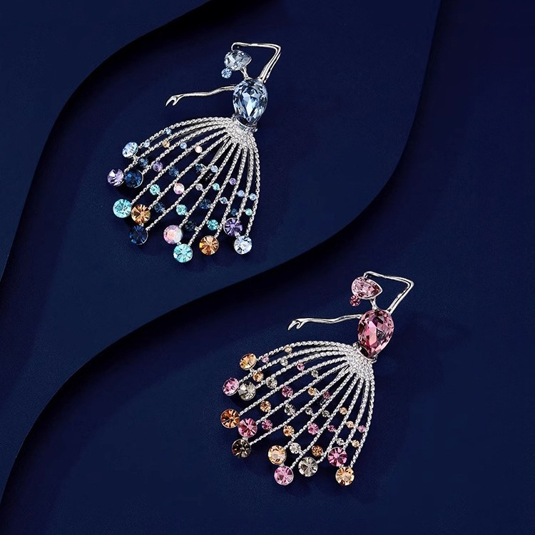 Broche danseuse ballett en cristal élégante accessoire robe_voghion.com
