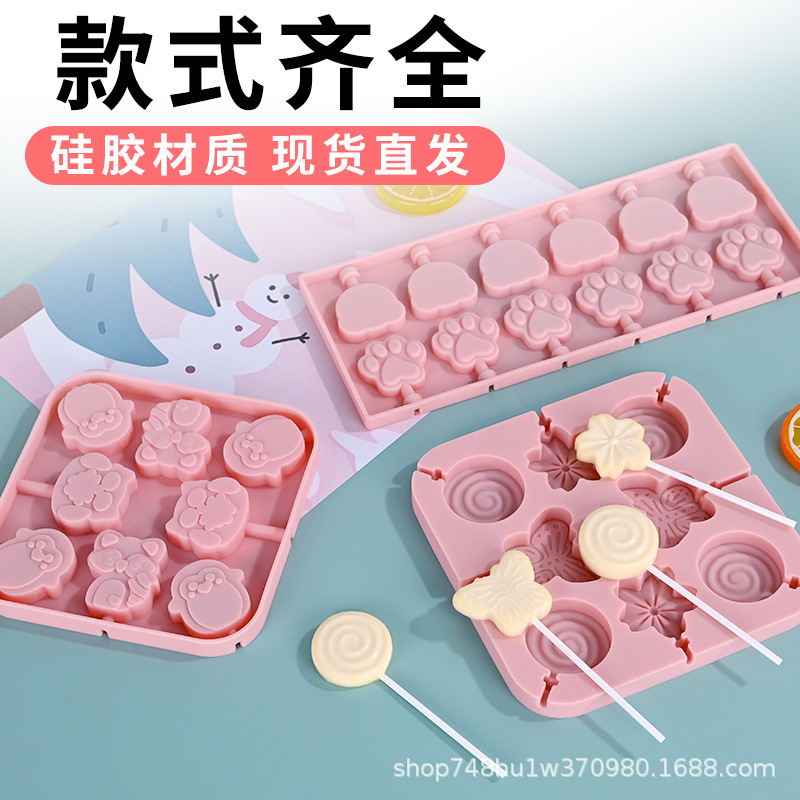 Lollipop molde silicona Navidad niños azúcar molde Lollipop hornear DIY Herramienta 8 12 incluso rejilla molde antiadherente