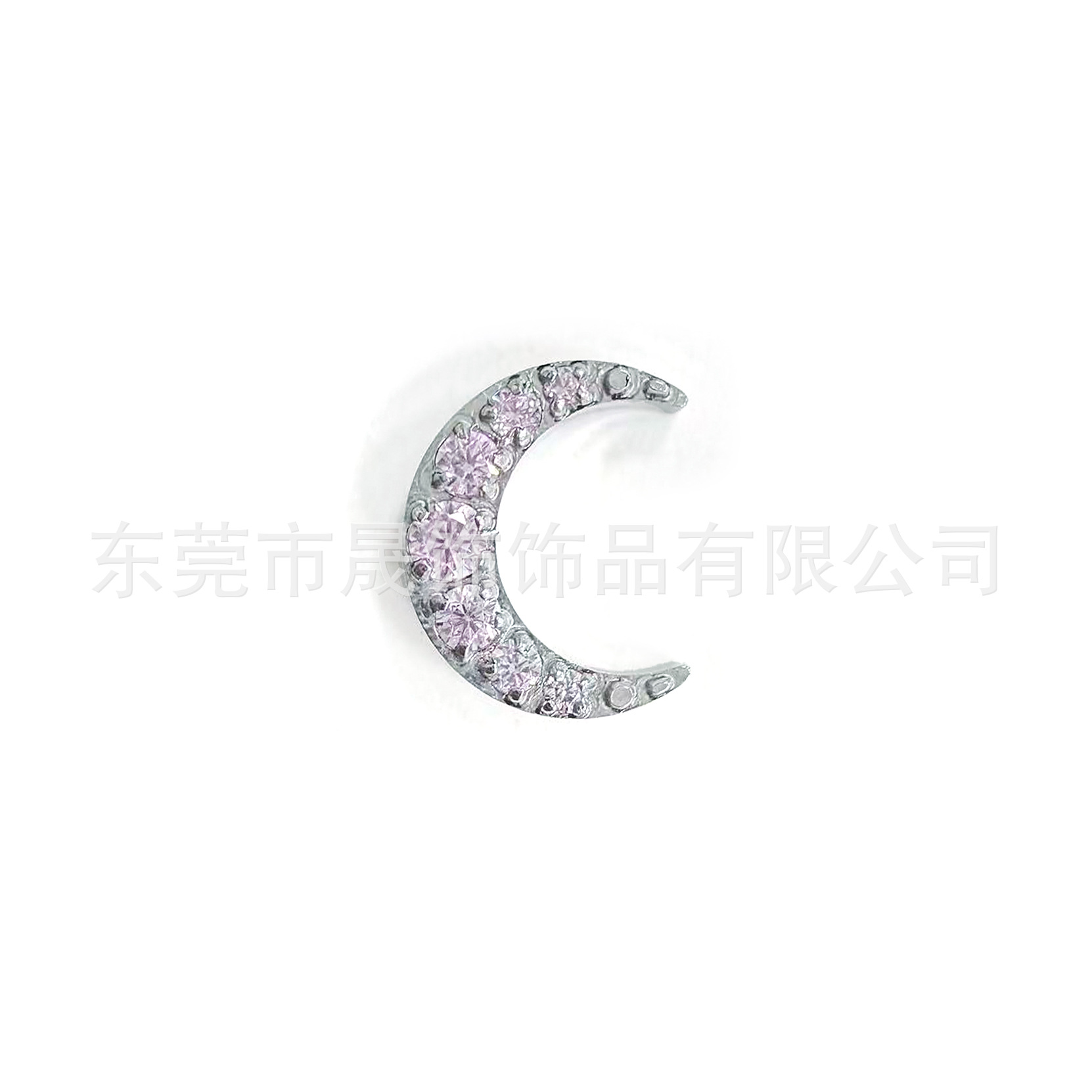 F136 Titanium Alloy Moon Ear Stud Studded 5A Cubic Zirconia 弯月 Helix Cartilage Stud G23 Titanium Internal Thread Labret Stud Piercing Jewelry