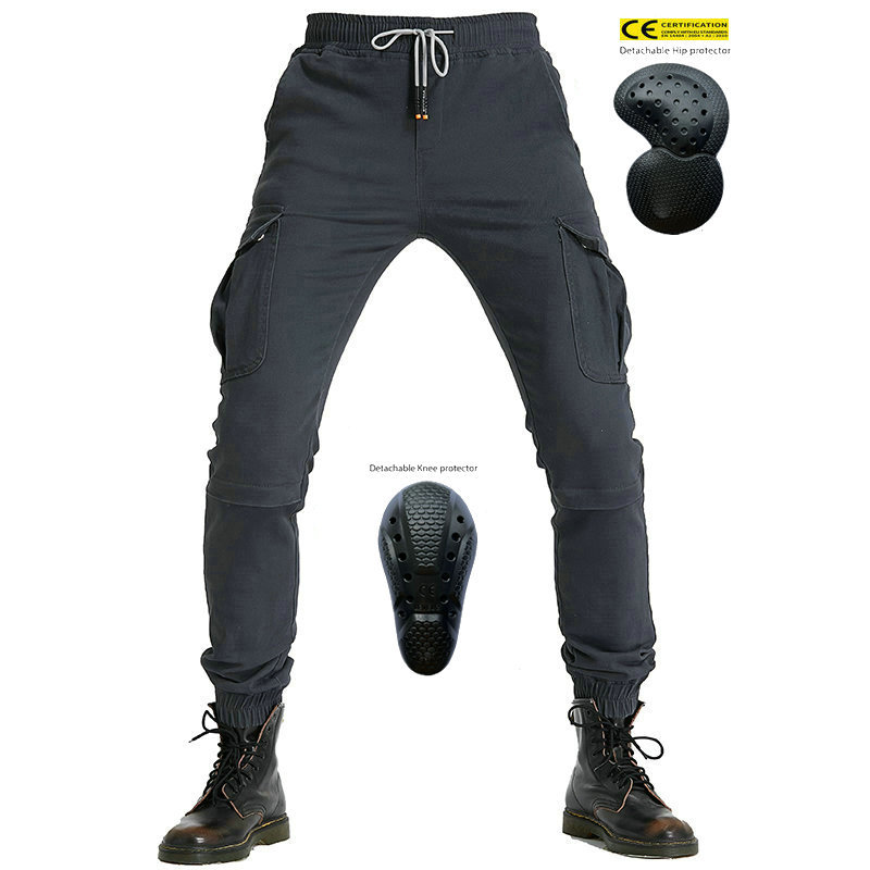 LOONG BIKER guardapolvos de motocicleta de los hombres ocasionales multi-bolsa de tobillo atado overoles de motocicleta pantalones de ciclismo resistentes a la caída