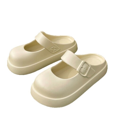 New Mary Jane Slippers for Women, Summer Outdoor Wear, Japanese Student Style with Rounded Toe and Soft Sole, Cute Women's Slides, Beach Slippers