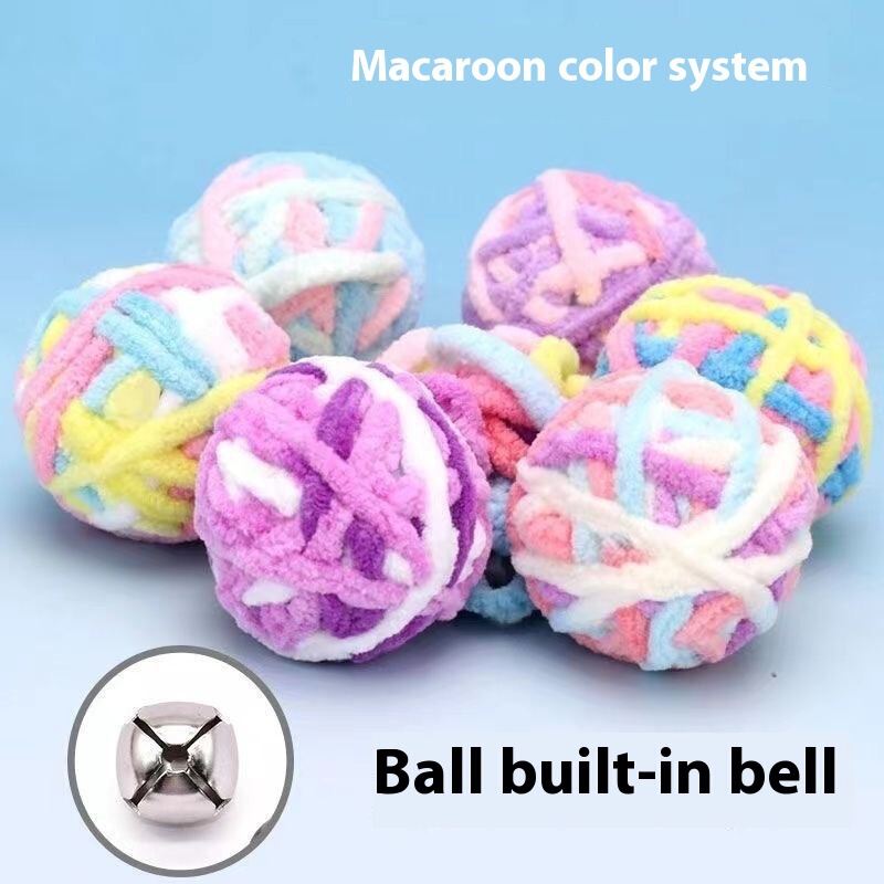 Cross-Border Cat Toy Yarn Ball Knitting Colorful Plush Yarn Ball Bite-Resistant Cat Self-Pleasure Cat Pet Supplies