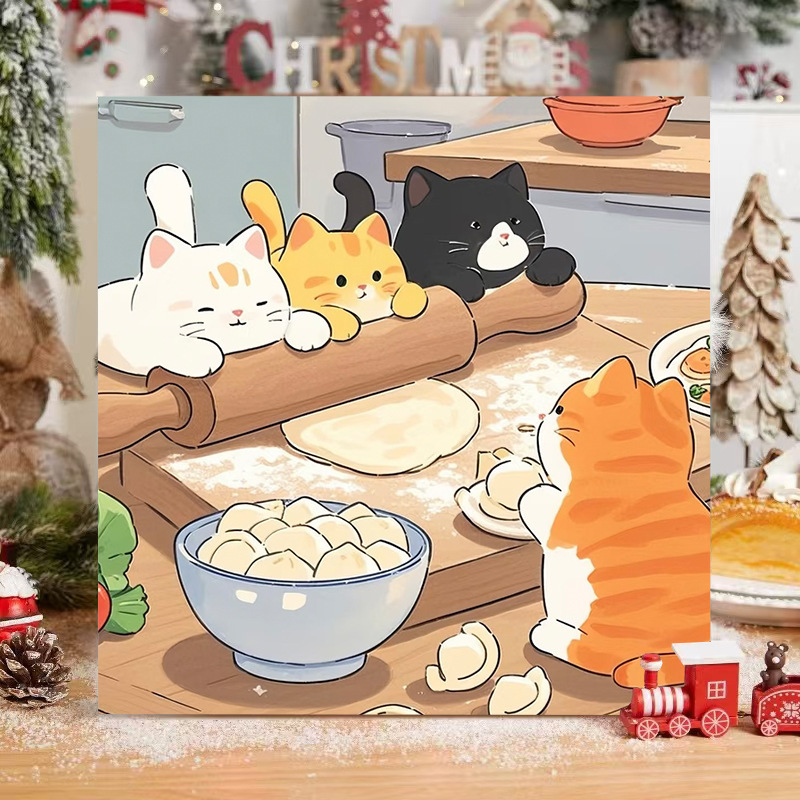 子猫デジタル油絵 diy 着色かわいい漫画動物手作り子供のシンプルな油絵装飾卸売|undefined