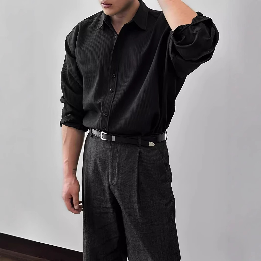 Korean Style Niche Texture Long Sleeve Shirt Men's 2025 Spring and Summer New Loose Casual Design Shirt Coat Top