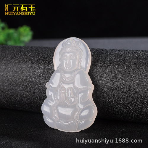 Natural Colorful Agate Guanyin Buddha Pendant Chrysoprase Maitreya Buddha Laughing Buddha Bodhisattva Pendant Live Broadcast Supply Wholesale