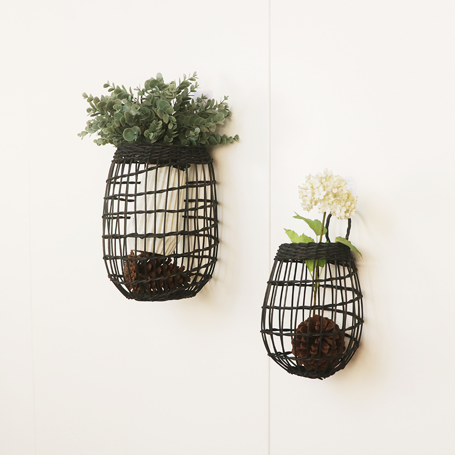 INS cesta tejida de ratán nórdico cocina cesta de almacenamiento de jengibre y ajo cesta colgante de pared vintage cesta pequeña cesta de flores cesta de cocina cesta colgante