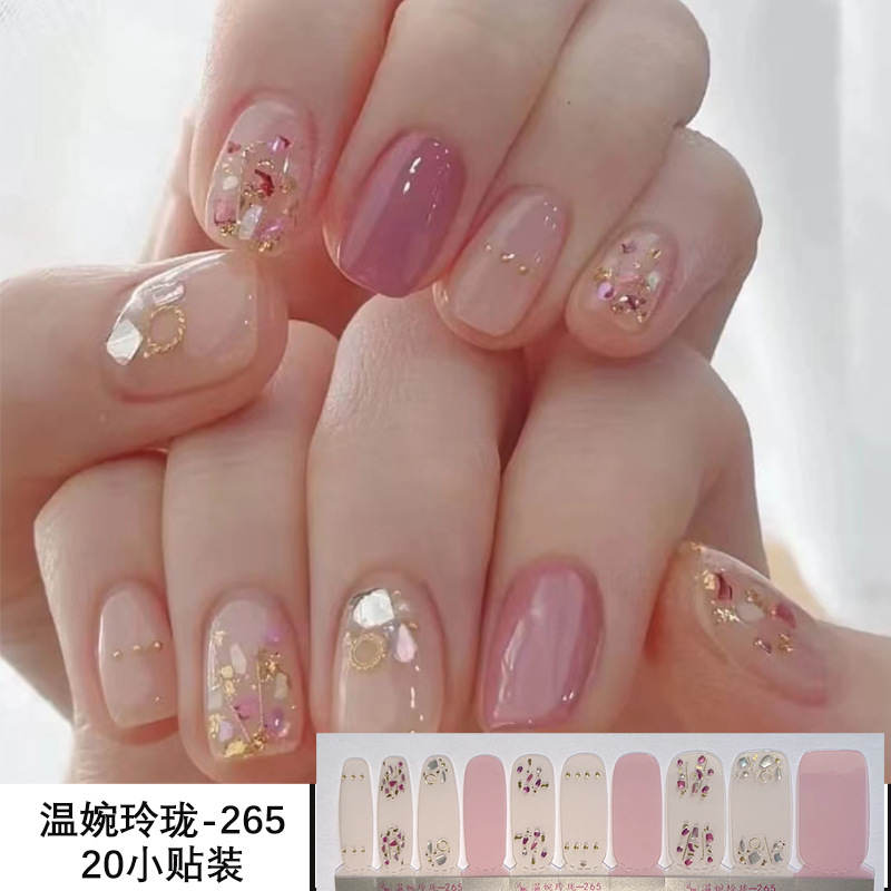 Nuevo 20 pegatinas de uñas 20 pegatinas de dedo completo para hornear pegatinas sin lámpara en stock pegatinas de uñas transfronterizas al por mayor