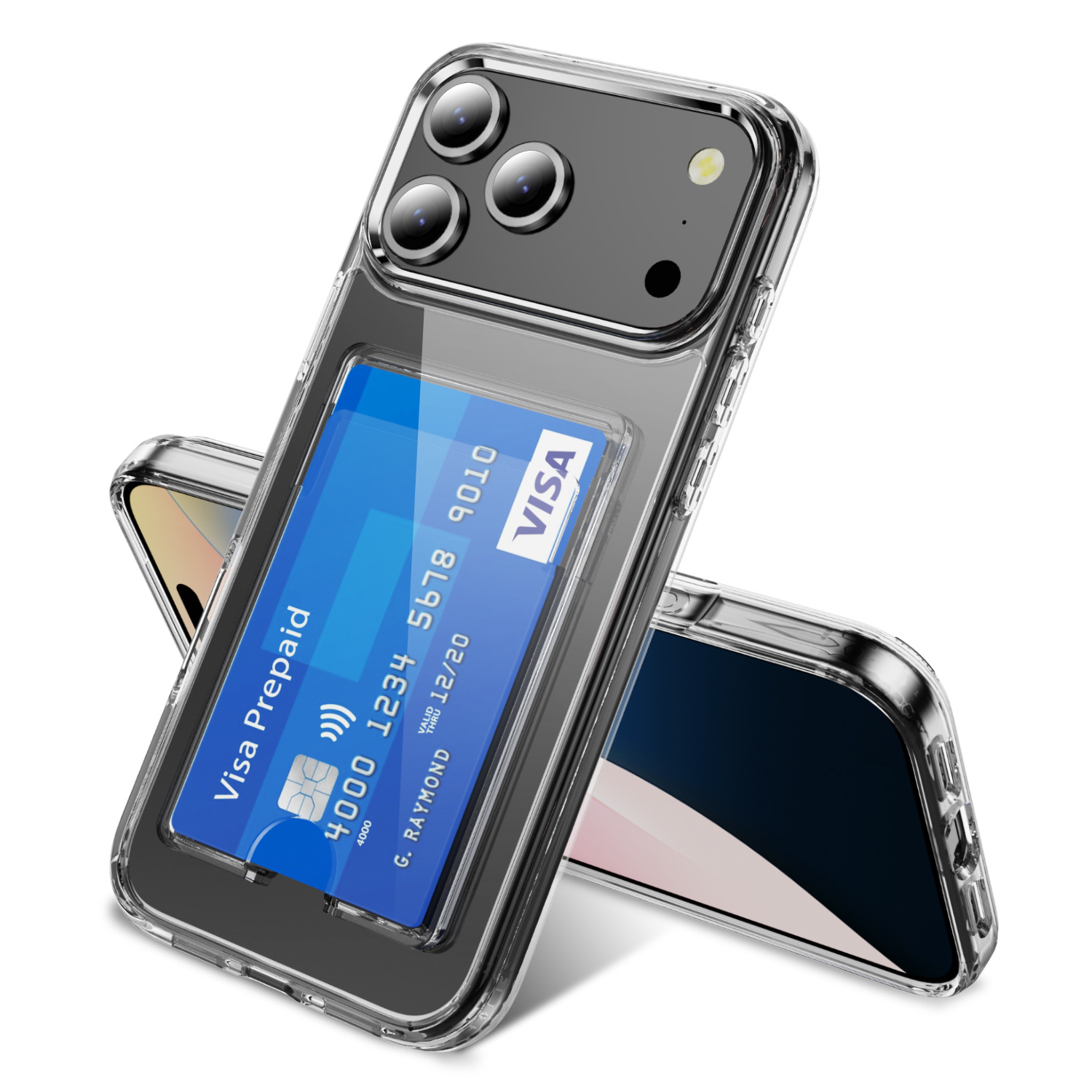 Suitable for Apple Protector Case Simple Crystal Transparent Card Card Holder Mobile Phone Case Protective Cover Anti-Fall