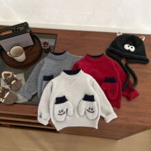 婴儿衣服红色加厚毛衣2025新款儿童秋冬季可爱针织衫宝宝保暖上衣