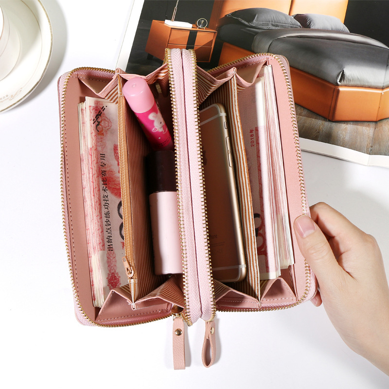 Modisches Patchwork Damen Portemonnaie Mit Doppelreißverschluss_voghion.com